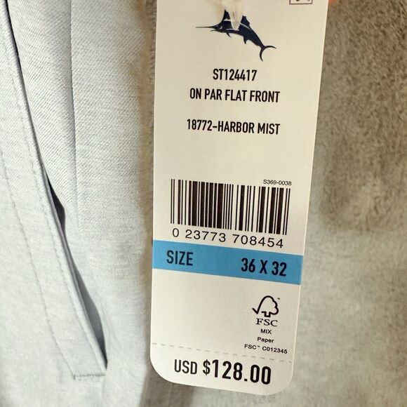 NWT Tommy Bahama Golf Pants On Par Island Zone 36x32 (*36x30.5) Gray Harbor $128 - Picture 2 of 15